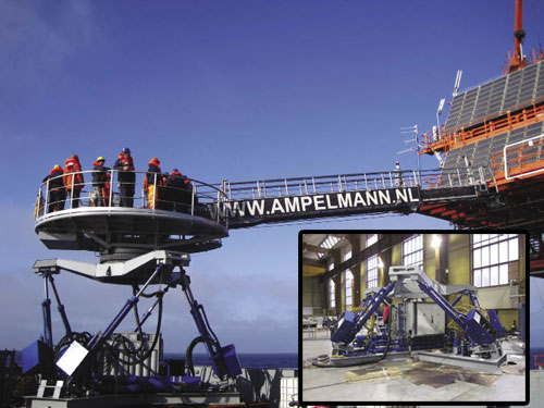 A close-up look at the inverted motion base used in Ampelmann platforms.