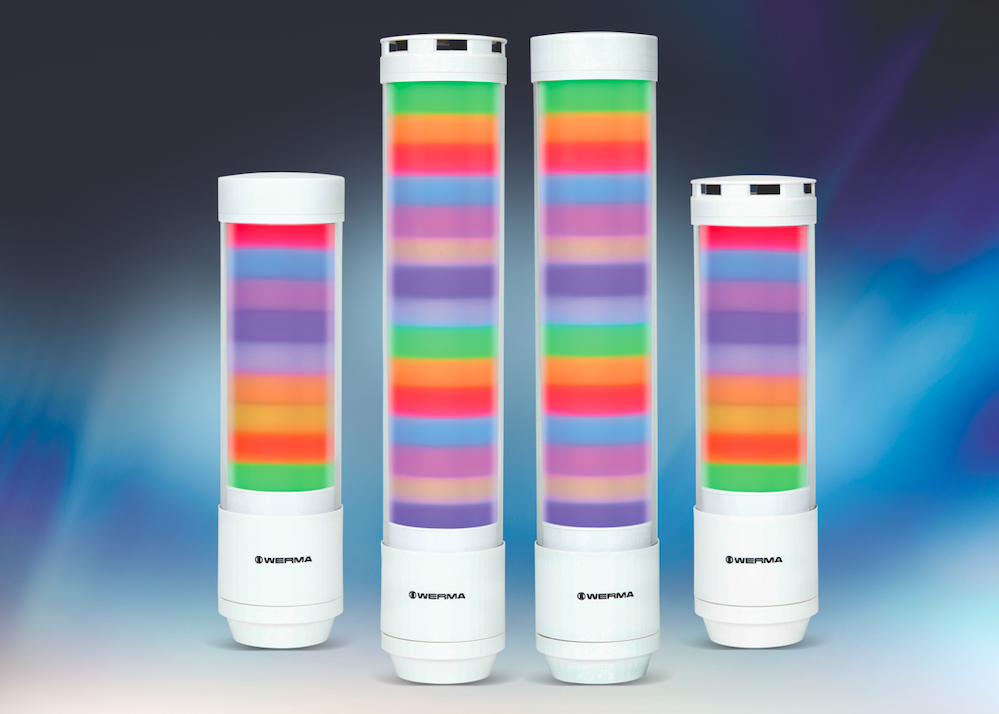werma-esign-white-tower-lights-on-dark-blue-background