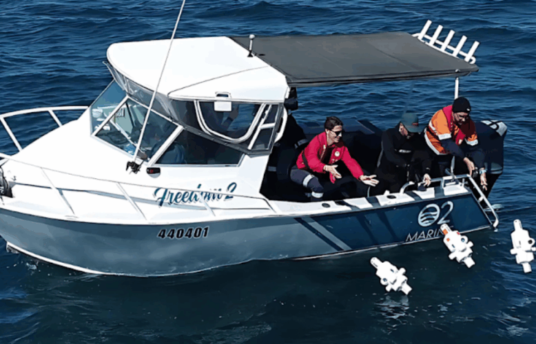 O2 Marine and Advanced Navigation deploying three Hydrus units at Hall Bank.